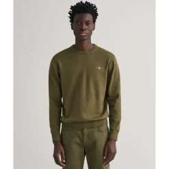 Gant Cotton Crew Neck Sweater in Green