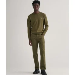 Gant Cotton Crew Neck Sweater in Green