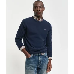 Gant Crew Neck Regular Fit Sweater in Blue