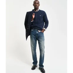 Gant Crew Neck Regular Fit Sweater in Blue
