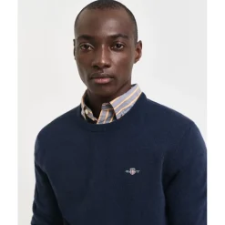 Gant Crew Neck Regular Fit Sweater in Blue
