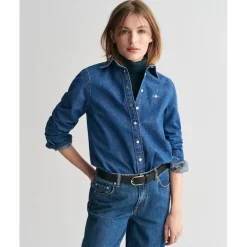 Gant Indigo Long Sleeve Denim Shirt in Blue