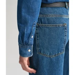 Gant Indigo Long Sleeve Denim Shirt in Blue