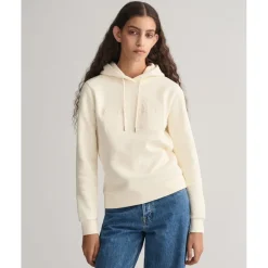Gant Logo Archive Shield Hoodie in Cream