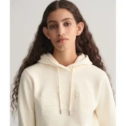 Gant Logo Archive Shield Hoodie in Cream