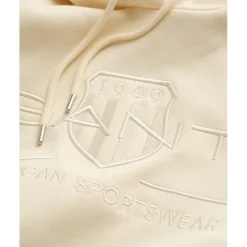 Gant Logo Archive Shield Hoodie in Cream