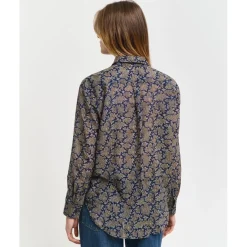 Gant Paisley Long Sleeve Regular Fit Shirt in Blue