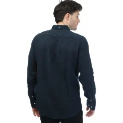 Gant Regular Fit Garment Dyed Linen Shirt in Navy