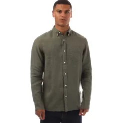 Gant Regular Fit Garment Dyed Linen Shirt in Green