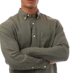 Gant Regular Fit Garment Dyed Linen Shirt in Green