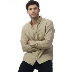 Gant Regular Fit Garment Dyed Linen Shirt in Beige
