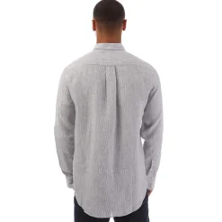 Gant Regular Fit Striped Linen Shirt in White