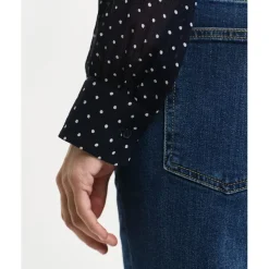 Gant Tie Neck Long Sleeve Blouse in Blue