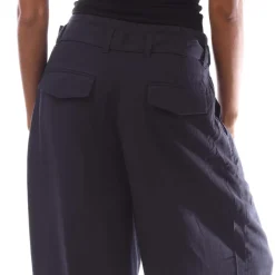 Gant Wide Cropped Belted Pants in Blue