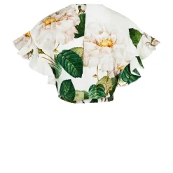 Giambattista Valli Giambat Poplin Crew Neck Midi A-Line Dress in Multi