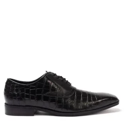 Giorgio Leather Croc Men Oxford Dress Brogue Shoes in Black