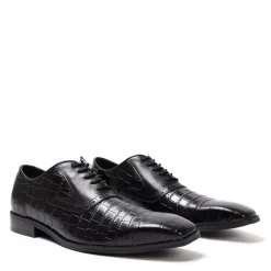 Giorgio Leather Croc Men Oxford Dress Brogue Shoes in Black