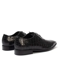 Giorgio Leather Croc Men Oxford Dress Brogue Shoes in Black