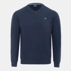 Giorgio Mens V Neck Classic Knitted Sweater in Blue