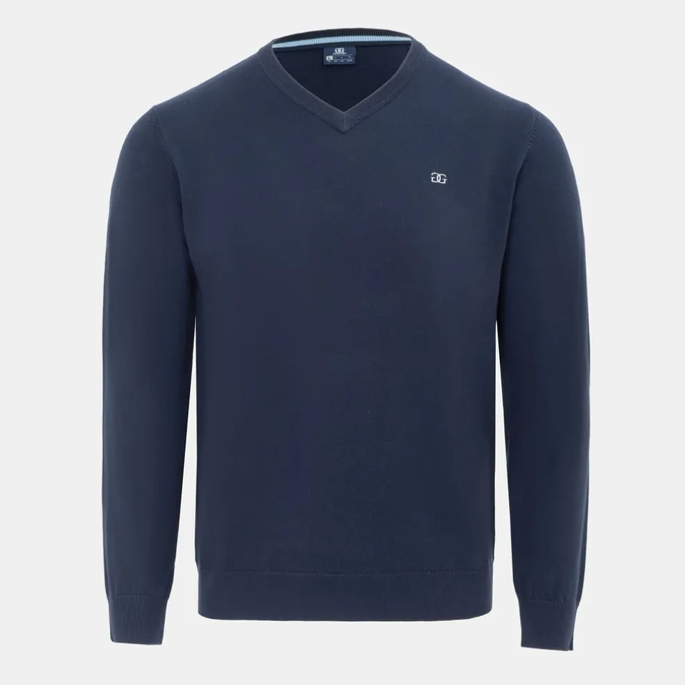 Giorgio Mens V Neck Classic Knitted Sweater in Blue