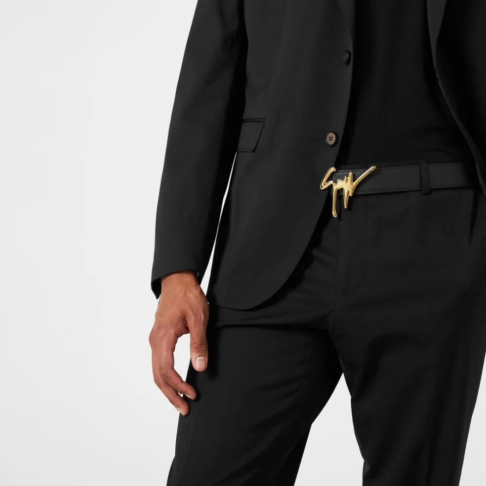 Giuseppe Zanotti Script Logo Belt in Black