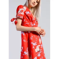 Glamorous Floral Print Skater Mini Dress in Red