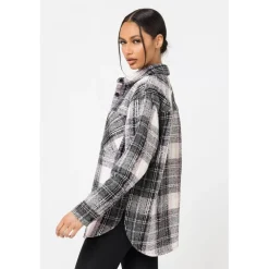 Good For Nothing Blend Check Overshirt Grey in Grey