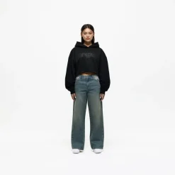 Good For Nothing Cropped Hoodie in Black