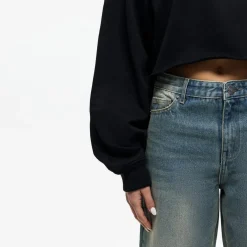 Good For Nothing Cropped Hoodie in Black