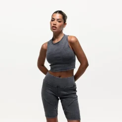 Good For Nothing Ribbed Shorts Acid Wash in Black