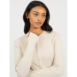 Good For Nothing Ribbed Zip Top Cream in Cream