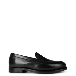 Grenson Penny Flat Heel Loafers in Black