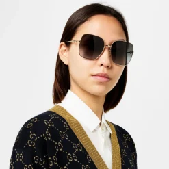 Gucci Square Frame Sunglasses in Gold