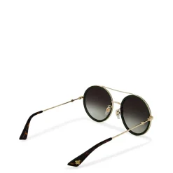 Gucci Stripe Round Pilot Sunglasses in Brown
