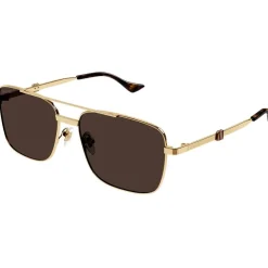 Gucci Web Pattern Sunglasses in Gold