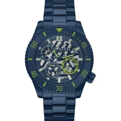 Guess Stainless Steel Fashion Analogue Quartz Watch in Blue