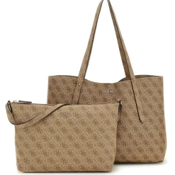 Guess Tote Handbag with Detachable Strap in Brown