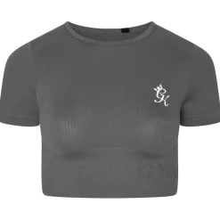 Gym King Cropped Slim Fit Crew Neck T-Shirt in Grey