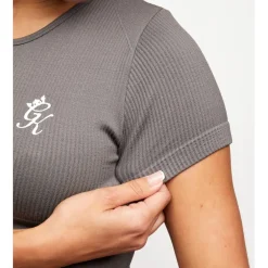 Gym King Cropped Slim Fit Crew Neck T-Shirt in Grey