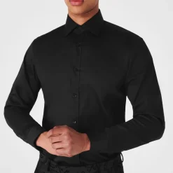 Haines and Bonner Slim Fit Regular Collar SaT-Shirtn Shirt in Black