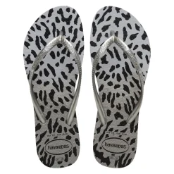 Havaianas Slim Leopard Patterned Flip Flops in Grey