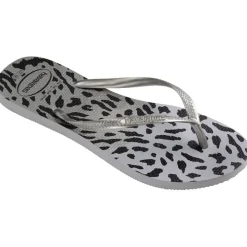 Havaianas Slim Leopard Patterned Flip Flops in Grey