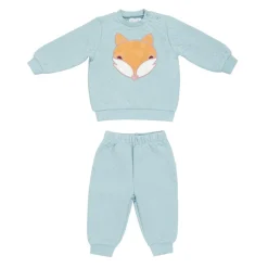 Hello World W Bb Fox Quilt in Blue