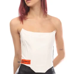 Heron Preston Flaming Skull Corset Top in White Black
