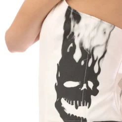 Heron Preston Flaming Skull Corset Top in White Black