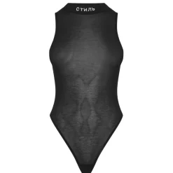 Heron Preston High Neck Slim Fit Sleeveless Bodysuit in Black