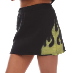 Heron Preston Law Flames Sweat Skirt in Black yellow