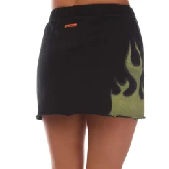 Heron Preston Law Flames Sweat Skirt in Black yellow