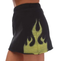 Heron Preston Law Flames Sweat Skirt in Black yellow