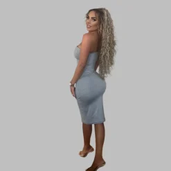 Honeyz Boobtube Midi Bodycon Dress in Grey